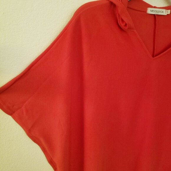 Misslook Oversize Red Hooded Wool  Blend Poncho Top Fits up to 2x EUC - Picture 3 of 7